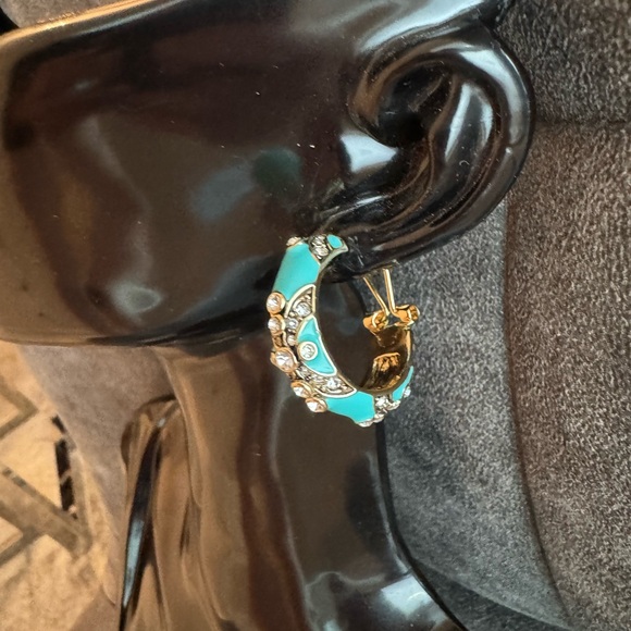 Heidi Daus Turquoise Enamel Statement Earrings - Picture 5 of 8